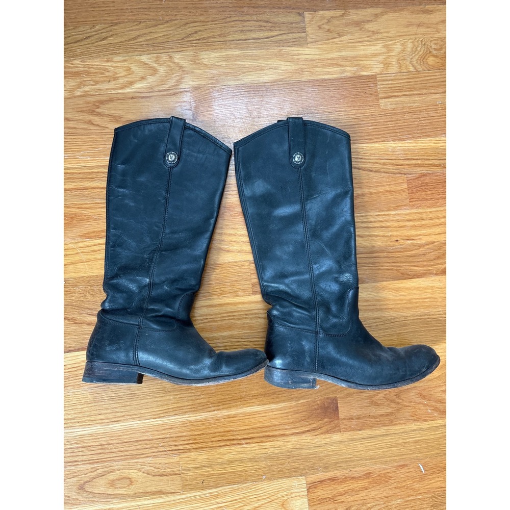 Frye Melissa Button Tall Black Leather Riding Boots Womens Size‎ 8 B